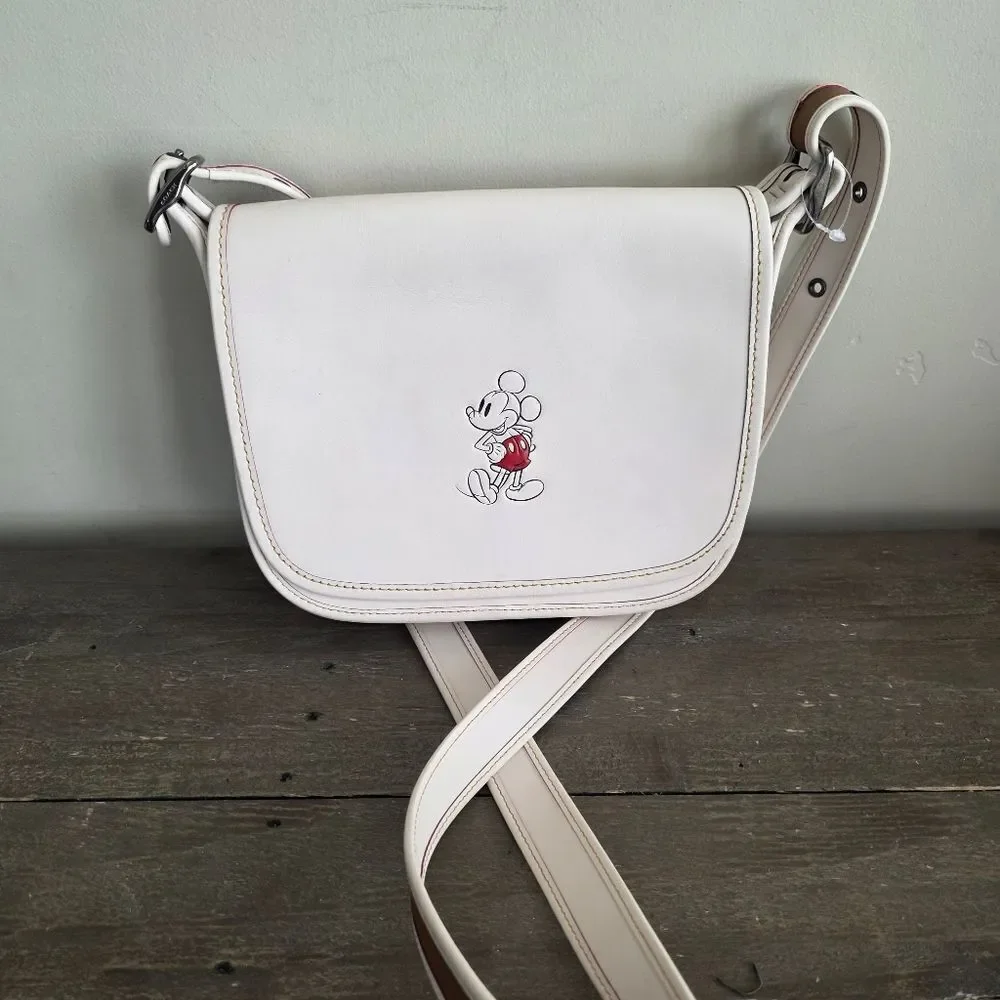 Coach Disney Mickey Mouse Chalk White Saddle Bag NEW Limited Edition